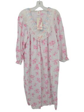 NWT Vintage Nightgown Lingerie Size L Marny Floral Made in Canada NOS Grannycore